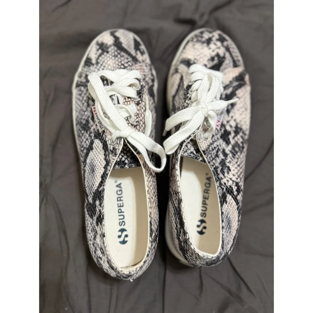 NWOB Superga 2730 Platform Sneakers‎ Snakeskin Print Lace Up EU 41.5 US W